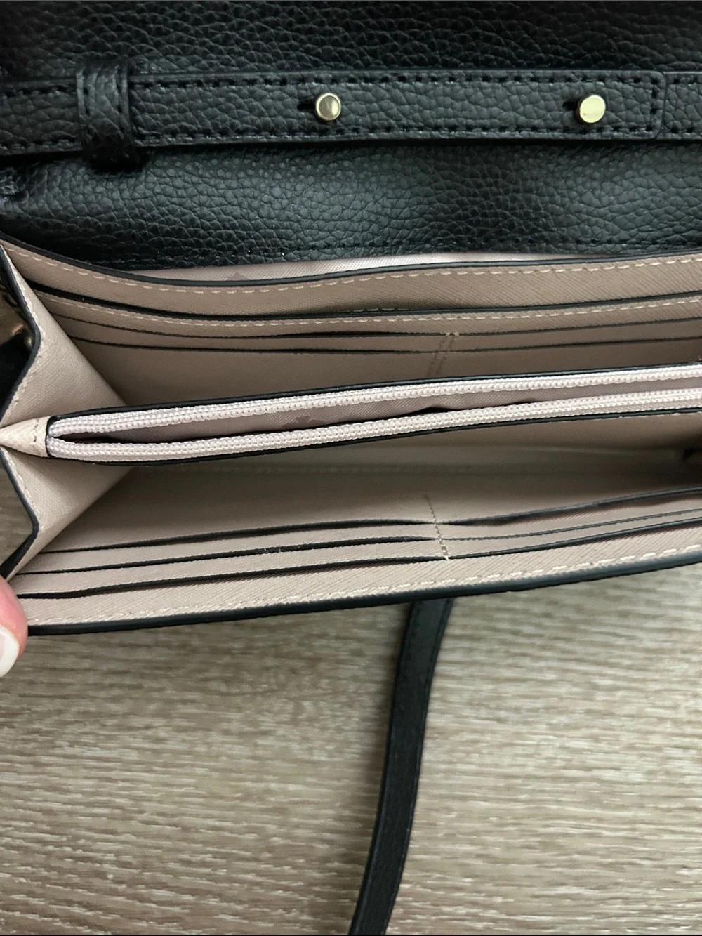 KATE SPADE NY Eva Crossbody Wallet on a Chain Black Pebbled Leather
